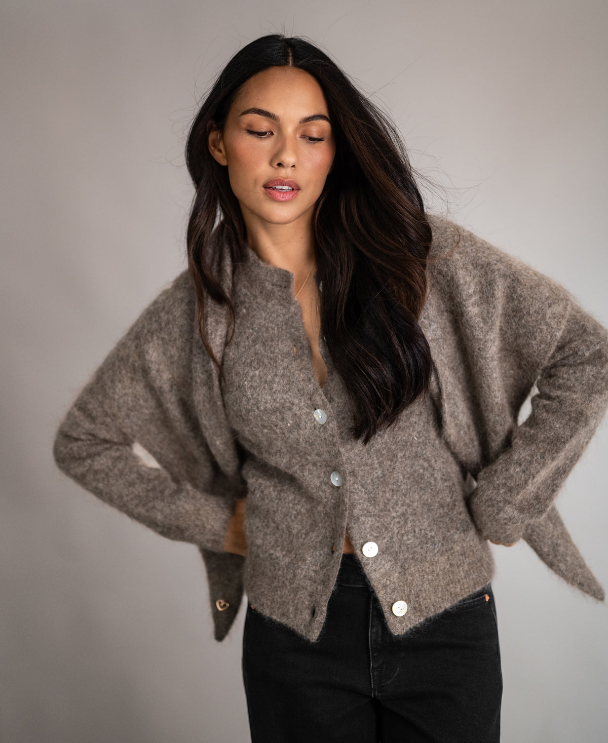 Soft Mohair Scarf LA LILOU Brown Melange