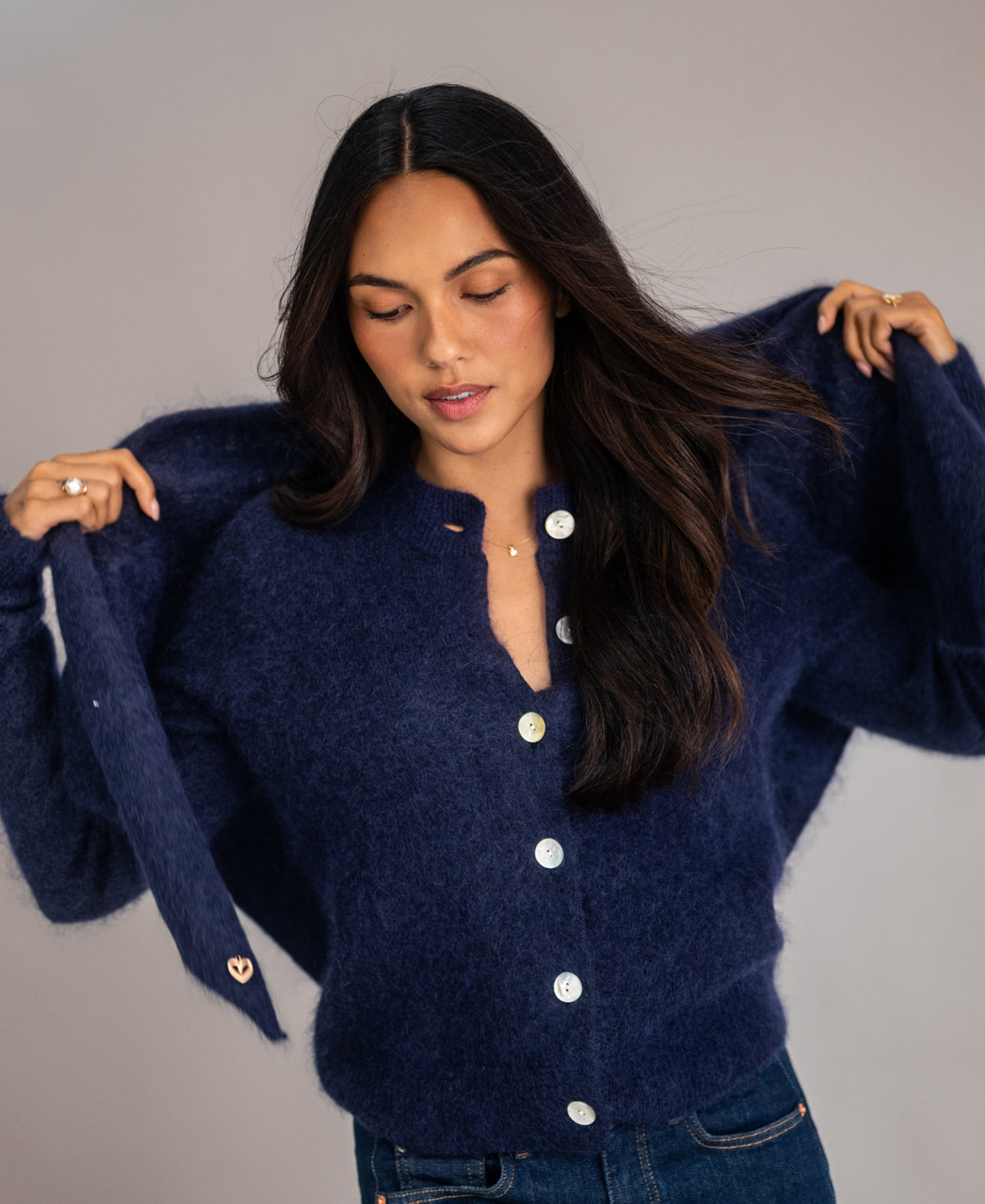 Soft Mohair Scarf LA LILOU Navy