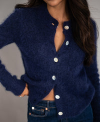 Soft Mohair Cardigan LA ELOIS Navy