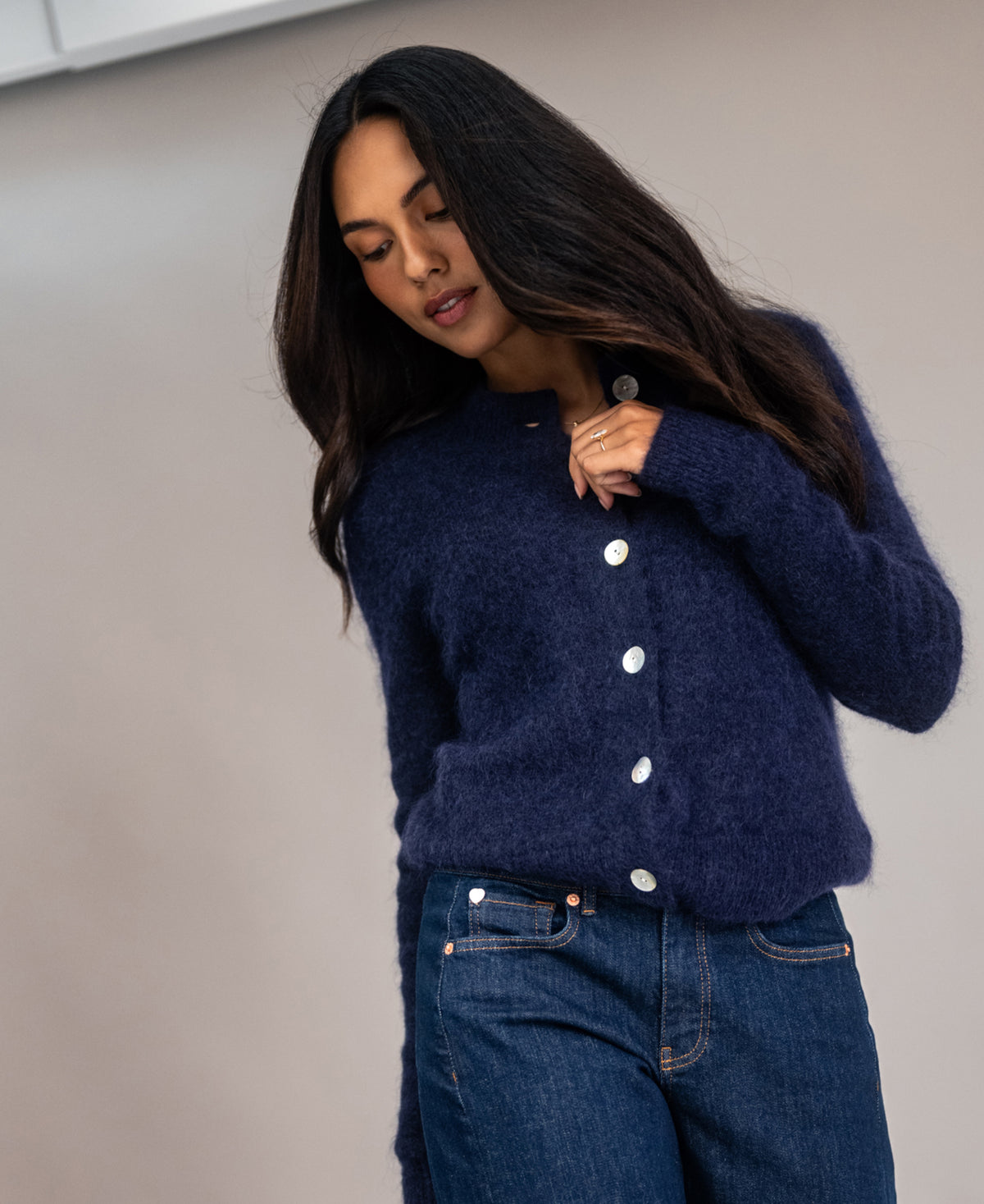 Soft Mohair Cardigan LA ELOIS Navy