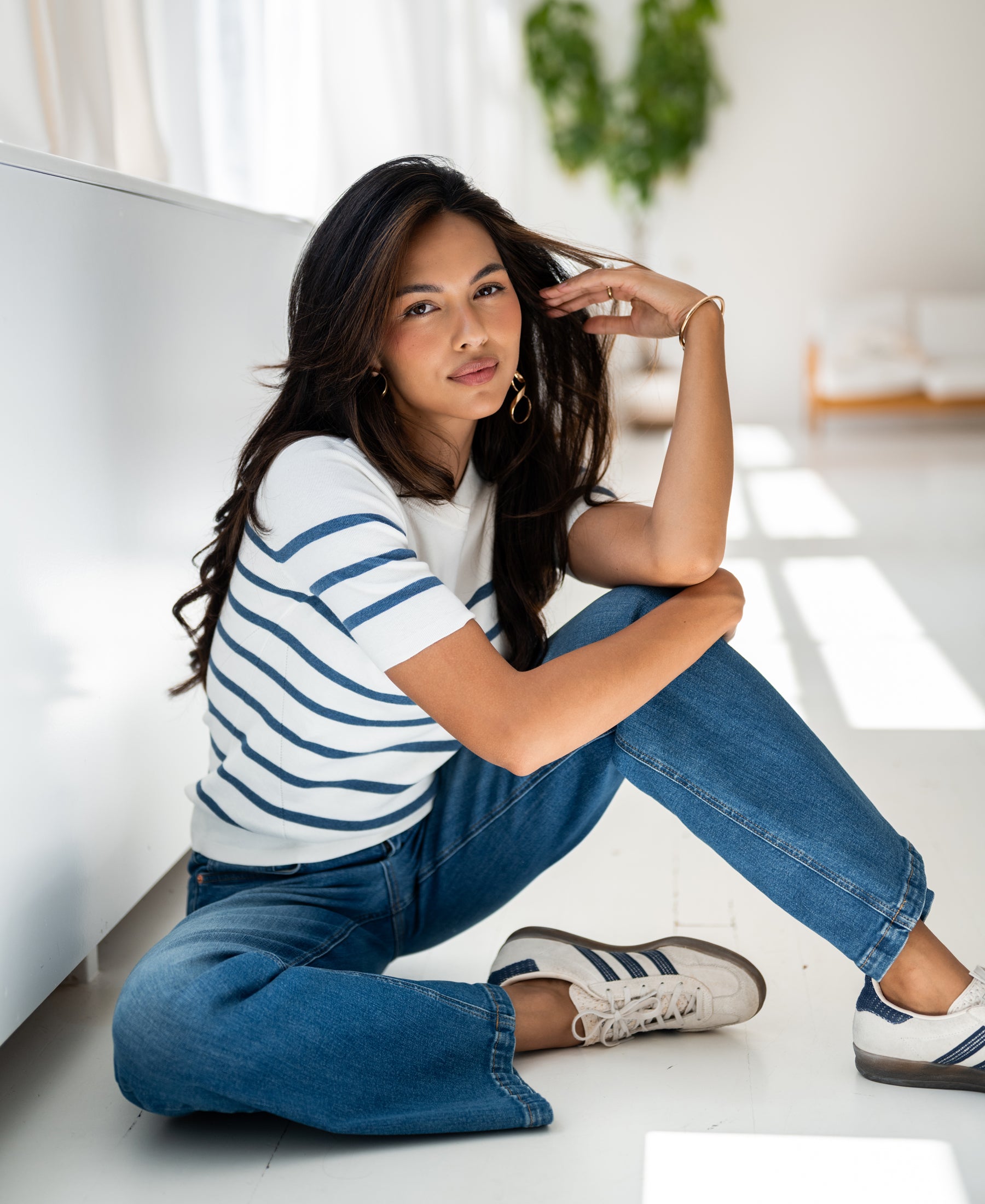 Breton jumper L'ESISA Ivory - Denim blue