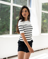 Bretonischer Pullover L'ESISA Elfenbein - Schwarz