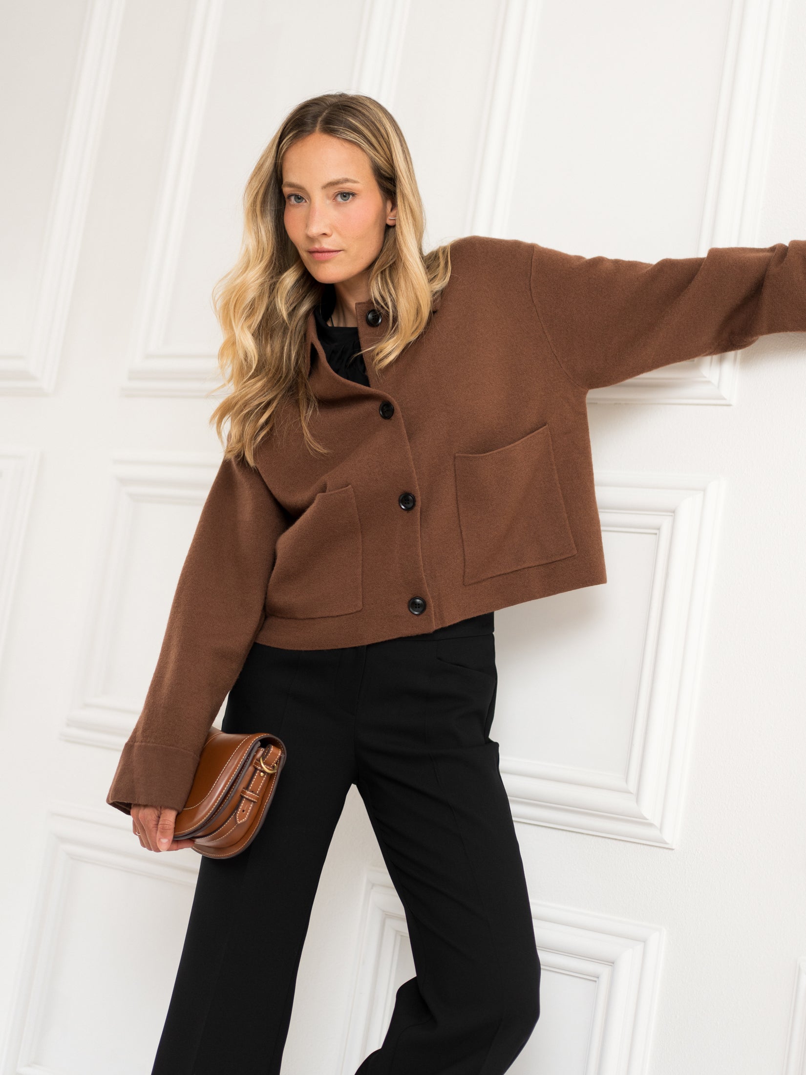 Wollen jasje LA FAYE Camel