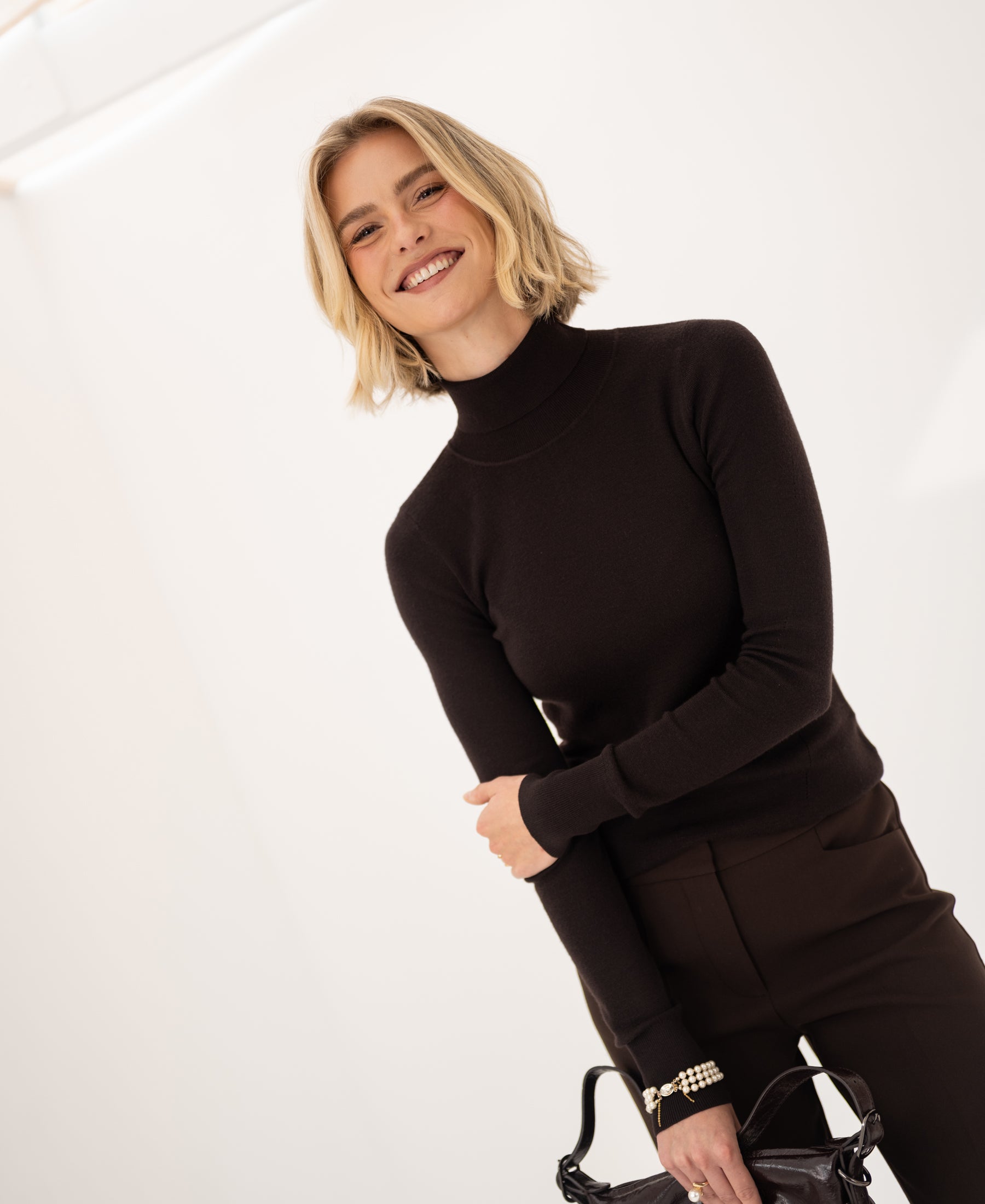Merino wool turtleneck LA FORTE Pure choco