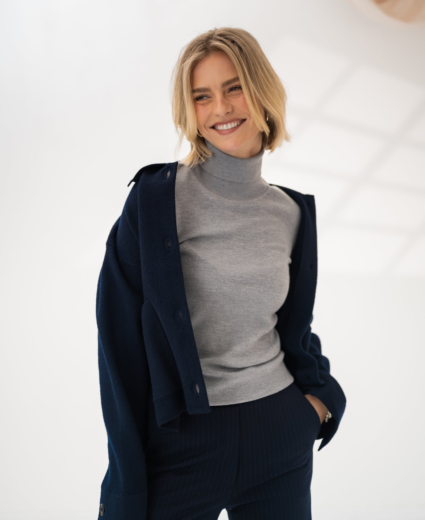 Merino wool turtleneck LA FORTE Feather grey