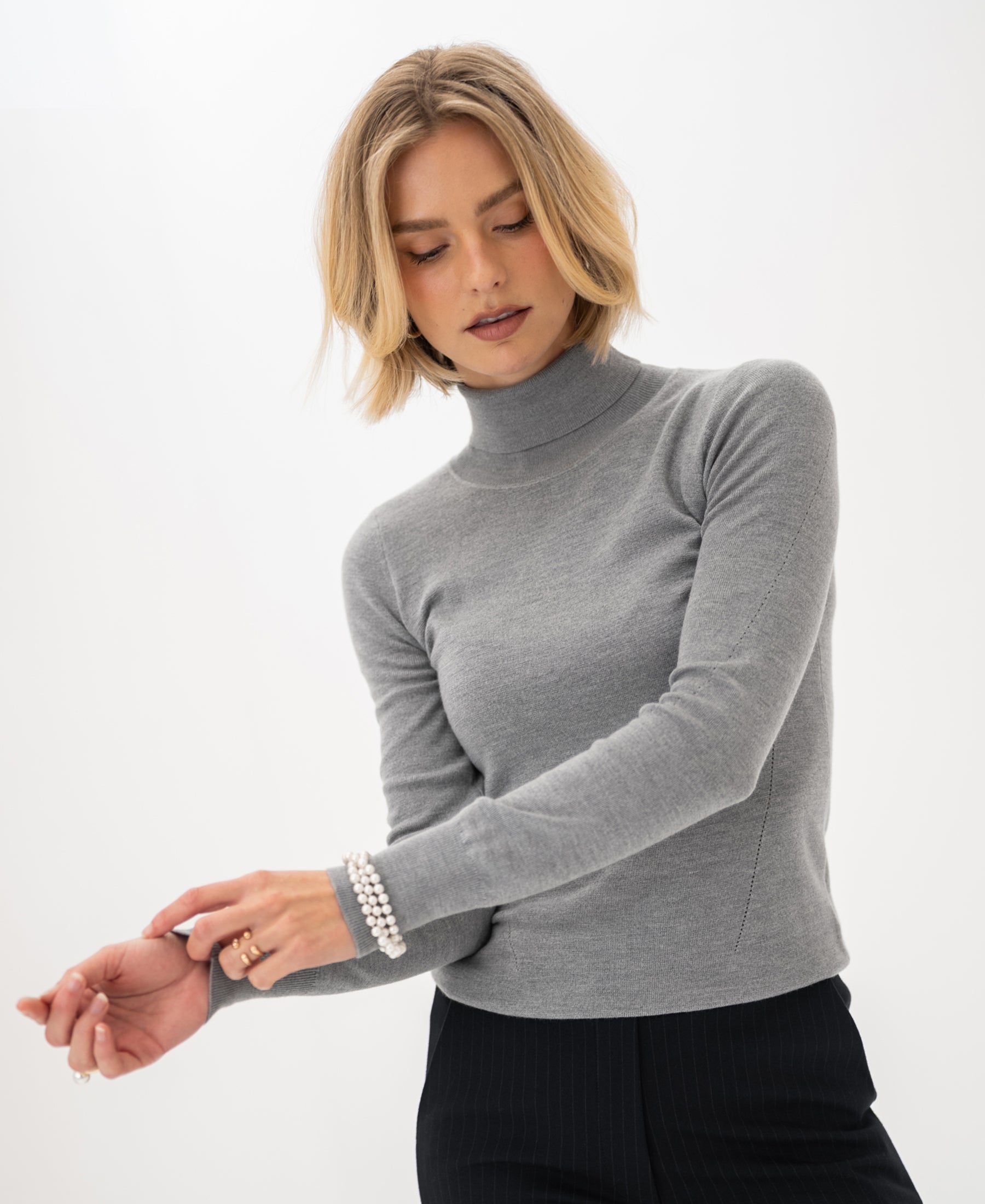 Merino wool turtleneck LA FORTE Feather grey
