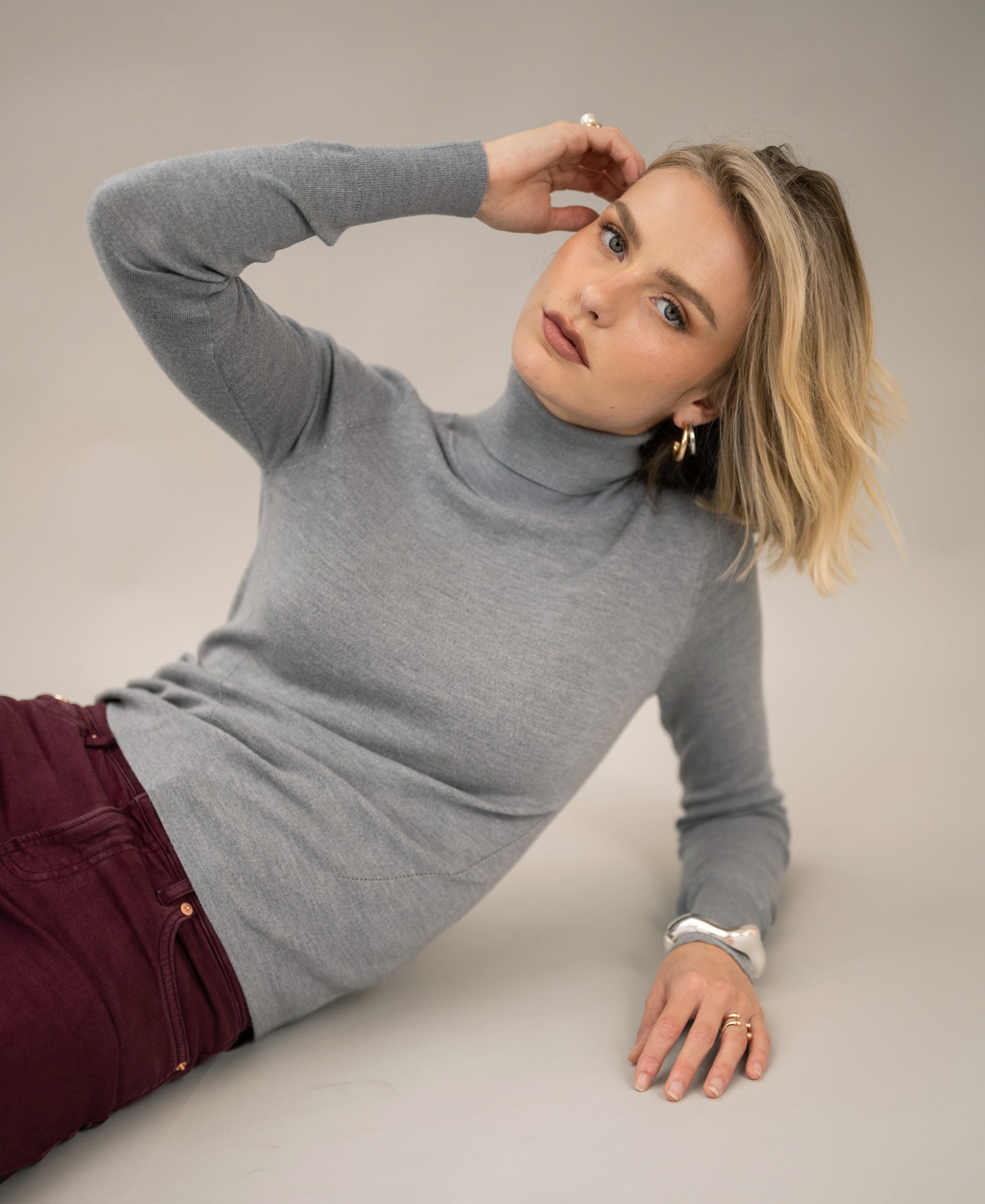 Merino wool turtleneck LA FORTE Feather grey