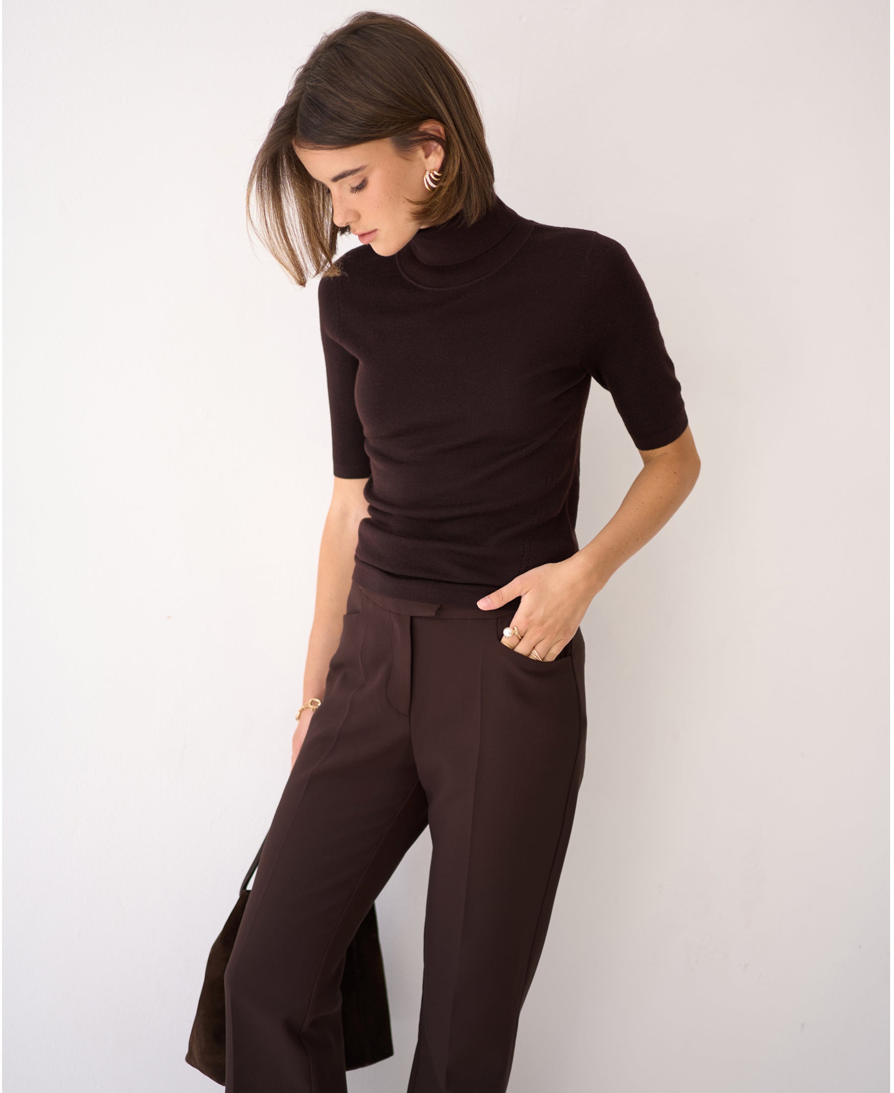 Short-Sleeve Turtleneck LE FRANCOIS Pure Cocoa