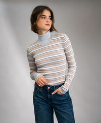 Gestreepte Merino coltrui LE FRESCO Licht Grijs
