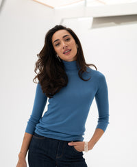 Rollkragenpullover LE FABIAN Stahlblau