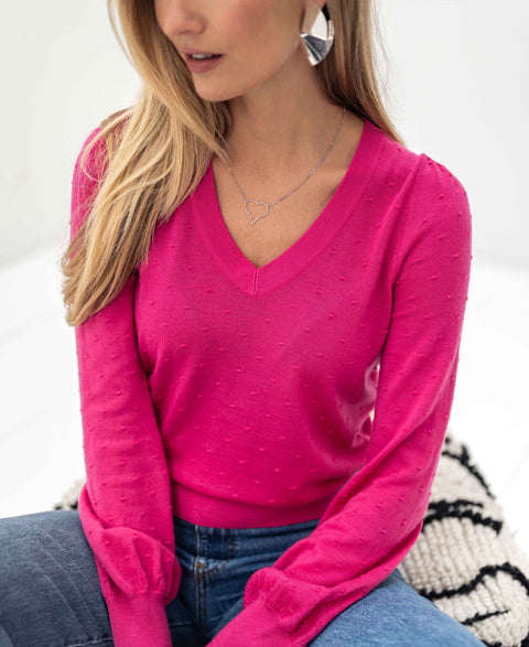 Merino V-neck sweater LA VICTORIA Pink