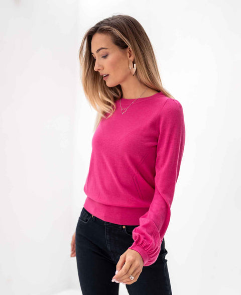 Merino trui LA  COEUR Pink