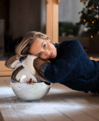 Fluffy vest LA BONBON Donkerblauw met strepen