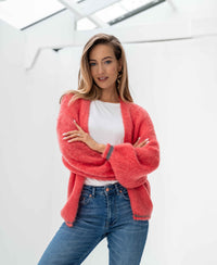 Fluffy vest LA CHERIE Koraalrood