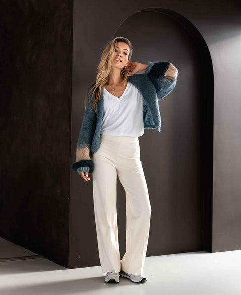 Pantalon met wijde pijp LA MOISY Ivoor