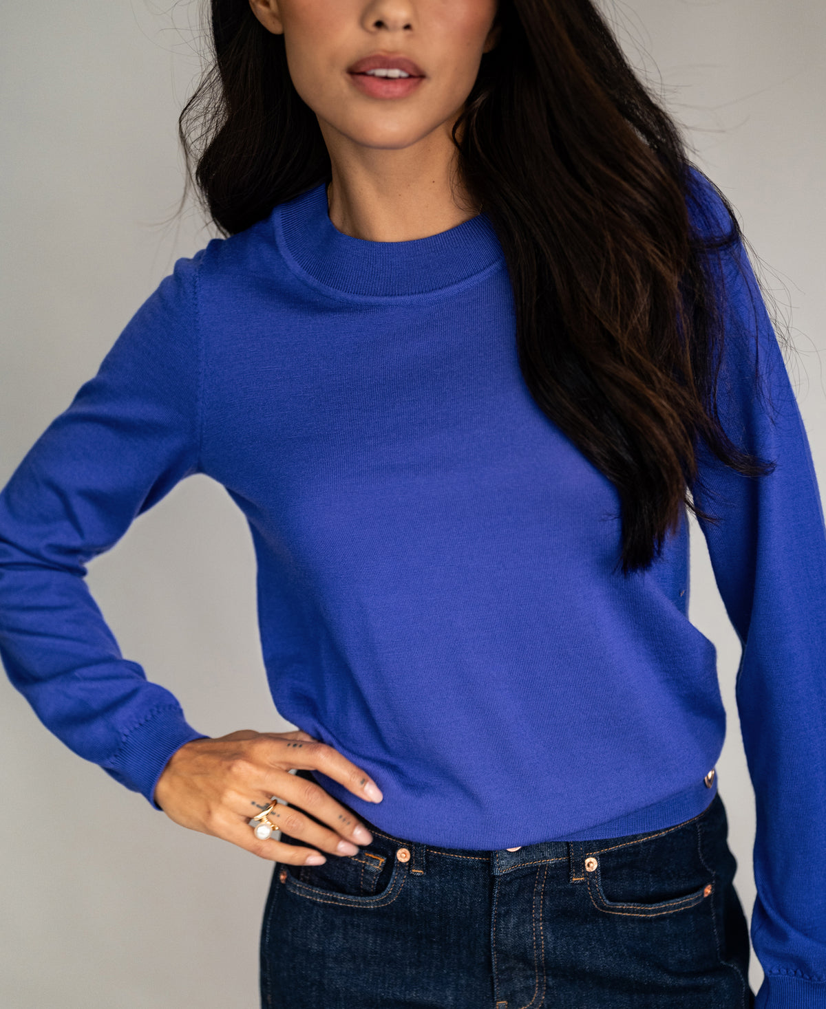 Merino-Pullover LA GIGI Irisblau