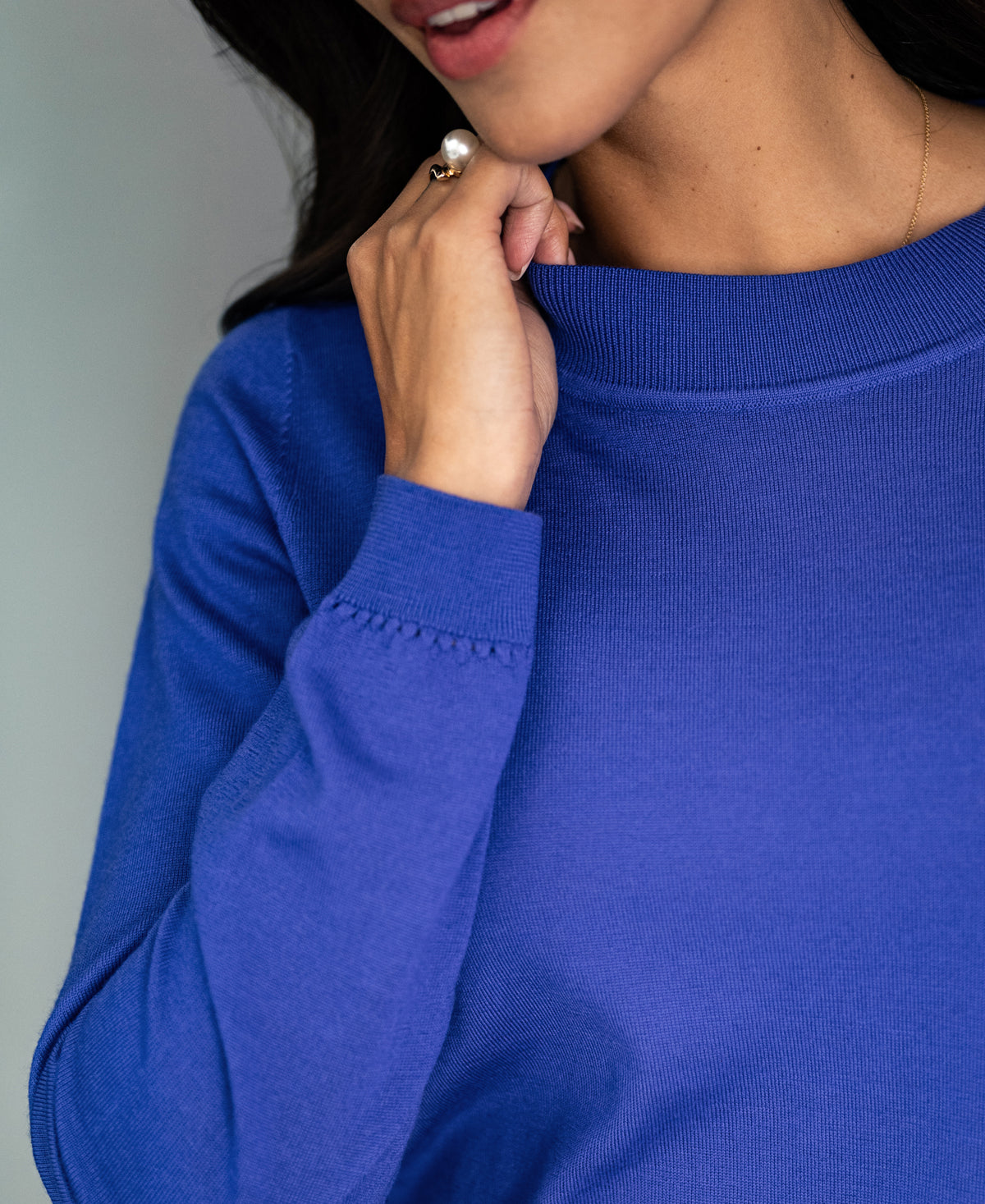 Merino Sweater LA GIGI Blue Iris