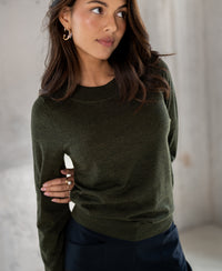 Merinopullover LA GIGI in Bottlegreen