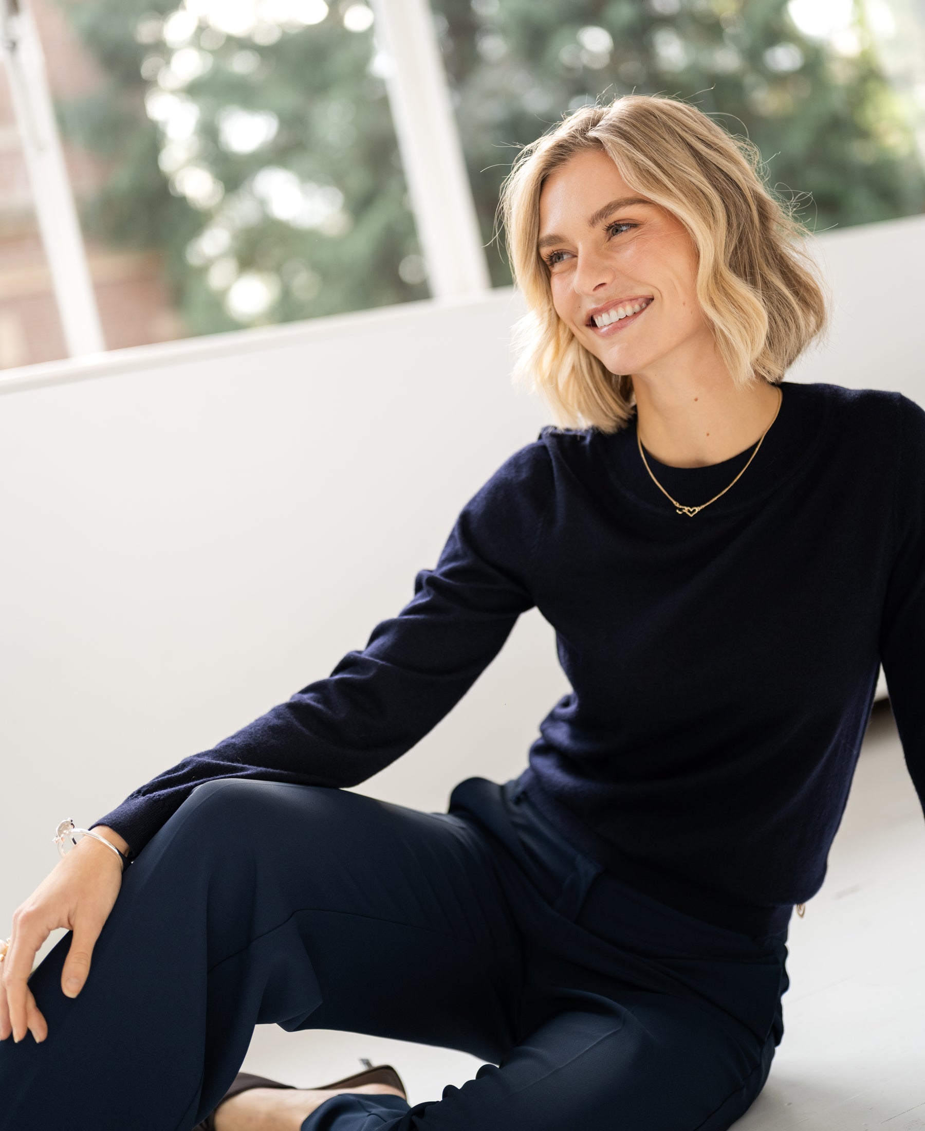 Merino trui LA GIGI in Donkerblauw