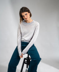 Merino-Pullover LA GIGI Hellgrau meliert
