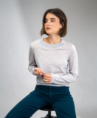 Merino-Pullover LA GIGI Hellgrau meliert