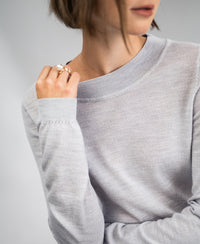 Merino-Pullover LA GIGI Hellgrau meliert