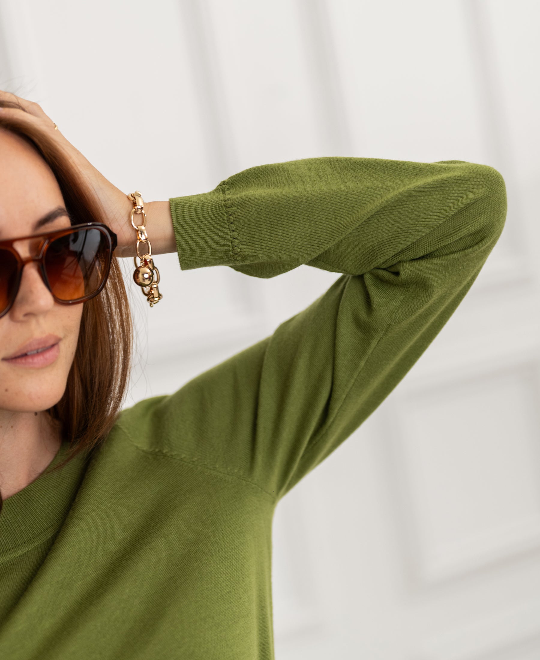 LA GIGI Merino Sweater, Olive Green