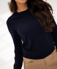 Merino trui LA GIGI in Donkerblauw