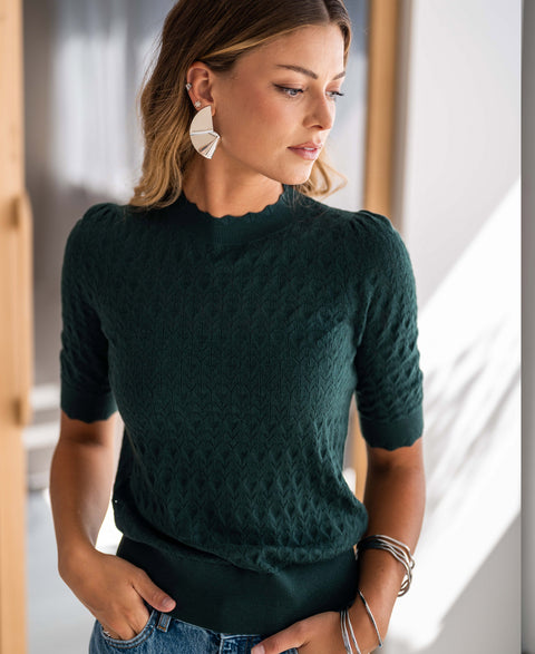 Merino wool sweater LA BRIOCHE Dark green