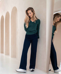 Merino V-hals trui LA VICTORIA Greenish