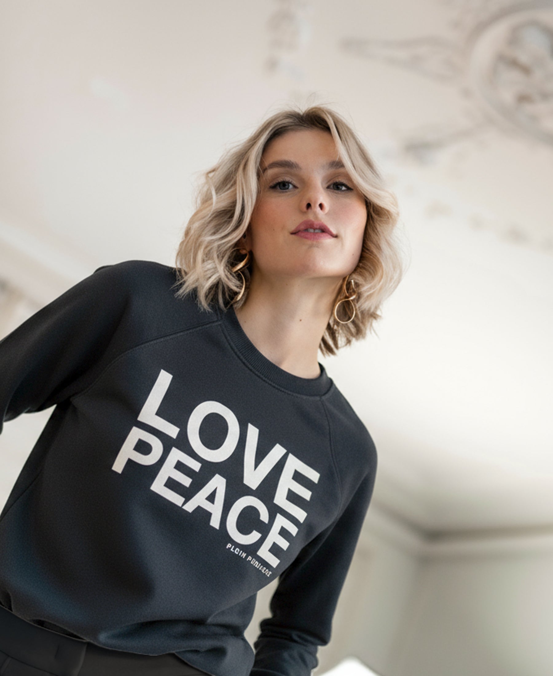 Pullover LA HARPER Holzkohle - LOVE PEACE