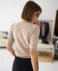 Argyle-Merino-Strickshirt LE HARVARD Helltaupe