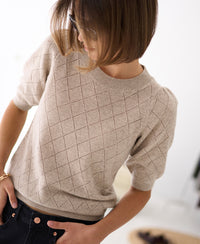 Argyle-Merino-Strickshirt LE HARVARD Helltaupe