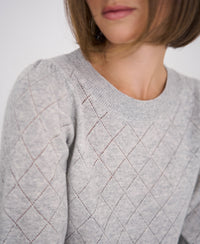 Argyle-Merino-Strickshirt LE HARVARD Hellgrau meliert