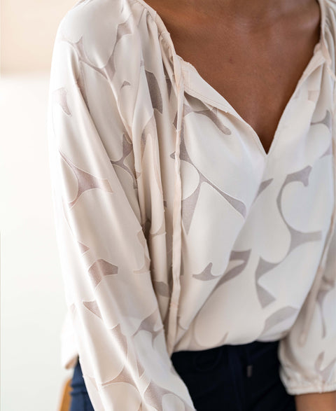Heart pattern blouse L'INEZ Ivory