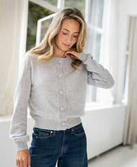 Merino-Strickjacke LA ISABELLE Silbergrau