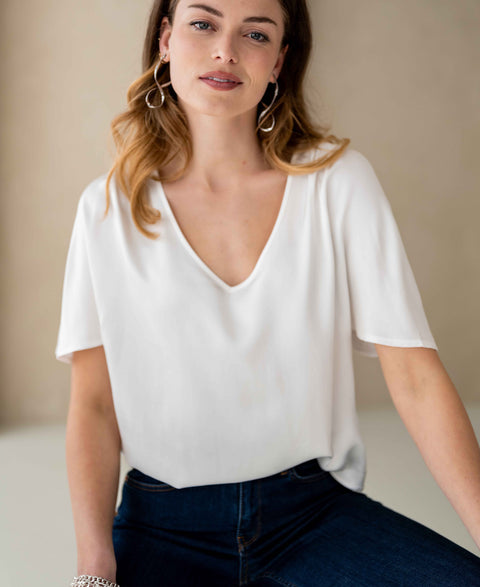Satin blouse top LA NOEMIE Ivory