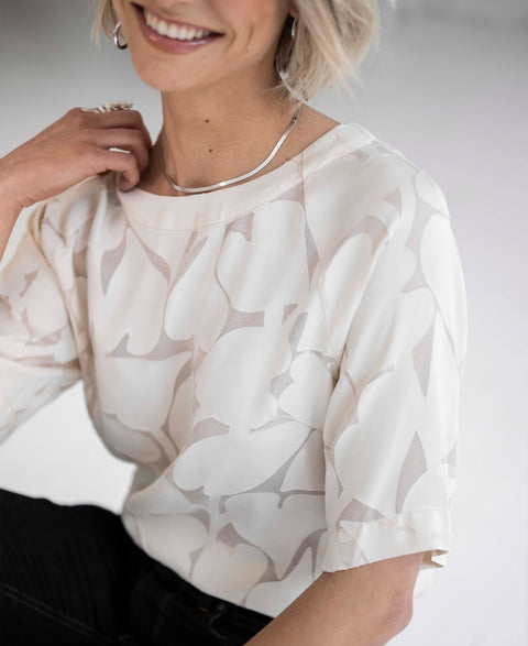 Heart-print blouse top LA CHARLOTTE Ivory