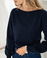 Sweater with boat neck LA JACQ Dark blue