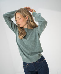 Trui met boothals LA JACQ Mistgroen