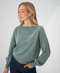 Trui met boothals LA JACQ Mistgroen