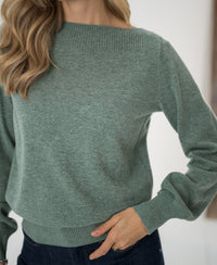 Trui met boothals LA JACQ Mistgroen