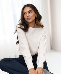 Pullover mit Boot-Ausschnitt LA JACQ cremeweiß