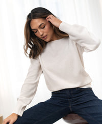 Pullover mit Boot-Ausschnitt LA JACQ cremeweiß