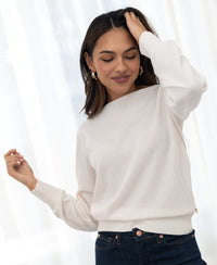 Pullover mit Boot-Ausschnitt LA JACQ cremeweiß