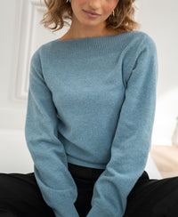 Boat neck sweater LA JACQ Mist Blue