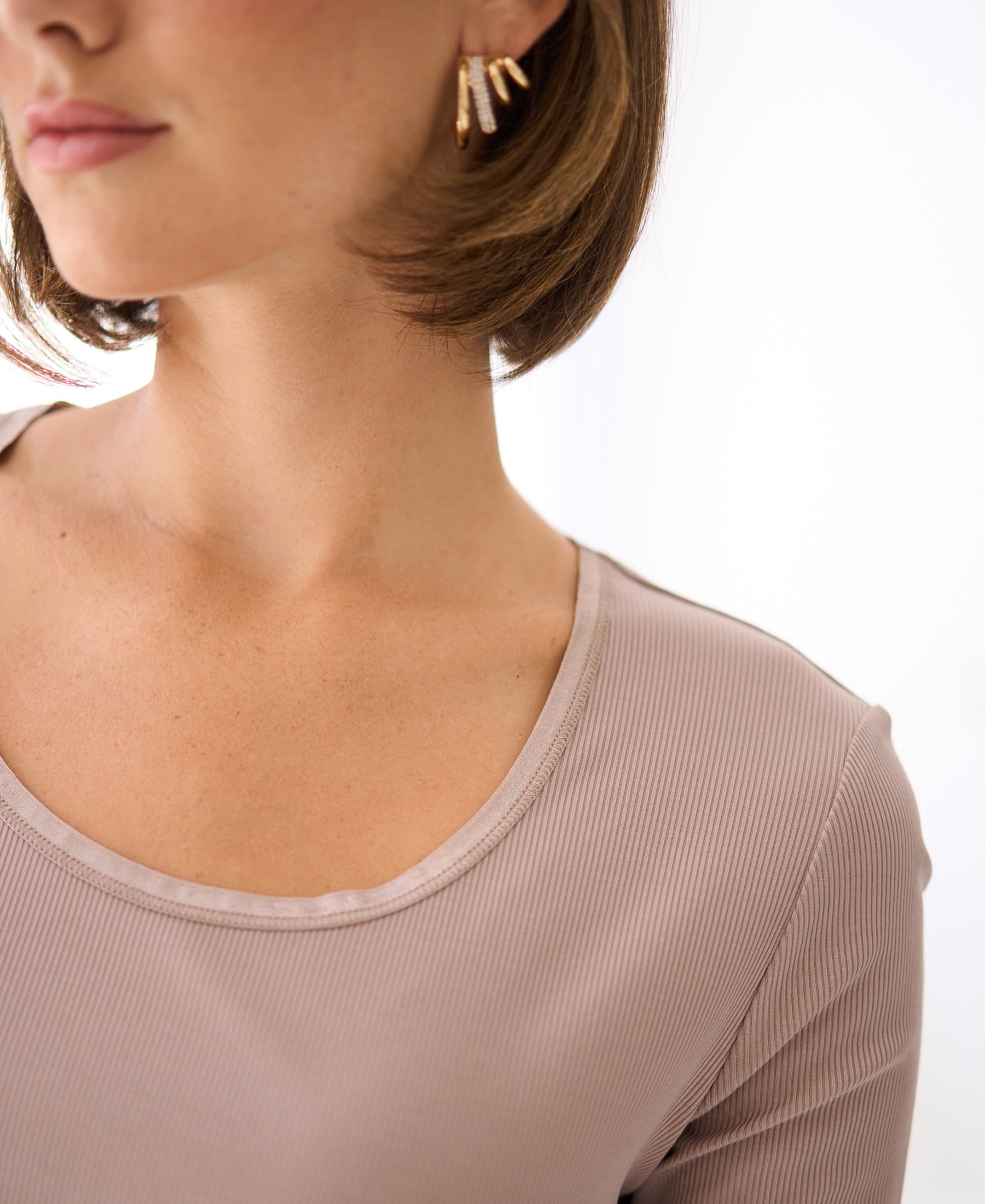 Lyocell-T-Shirt mit langen Ärmeln LA JAMALA Rosé Taupe
