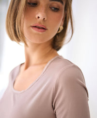 Lyocell-T-Shirt mit langen Ärmeln LA JAMALA Rosé Taupe