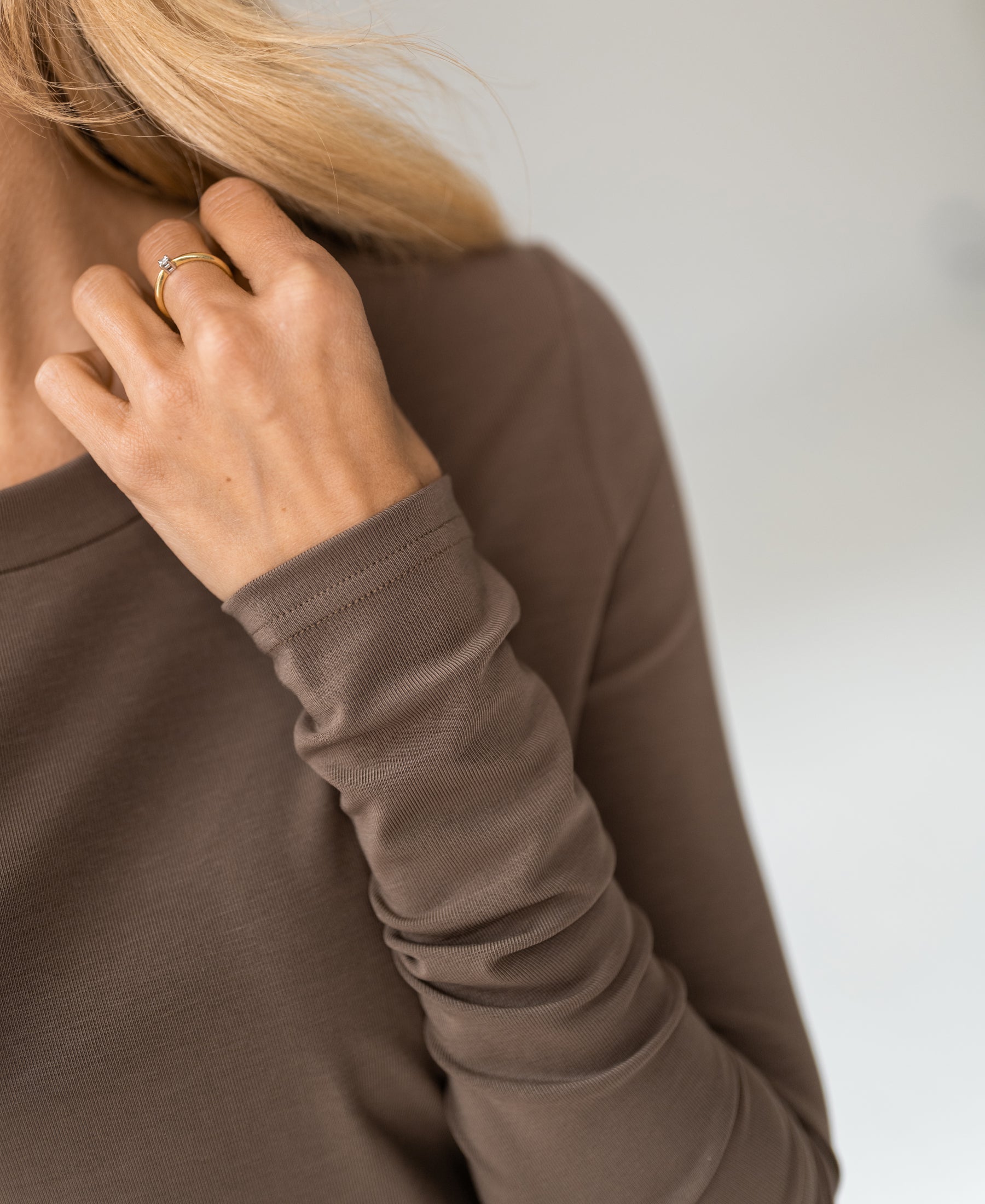 Luxe T-shirt lange mouw LA JANE Cappuccino