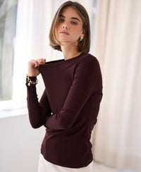 Luxe T-shirt lange mouw LA JANE Pure Choco